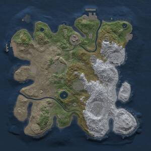 Thumbnail Rust Map: Procedural Map, Size: 3000, Seed: 2038933174, 11 Monuments