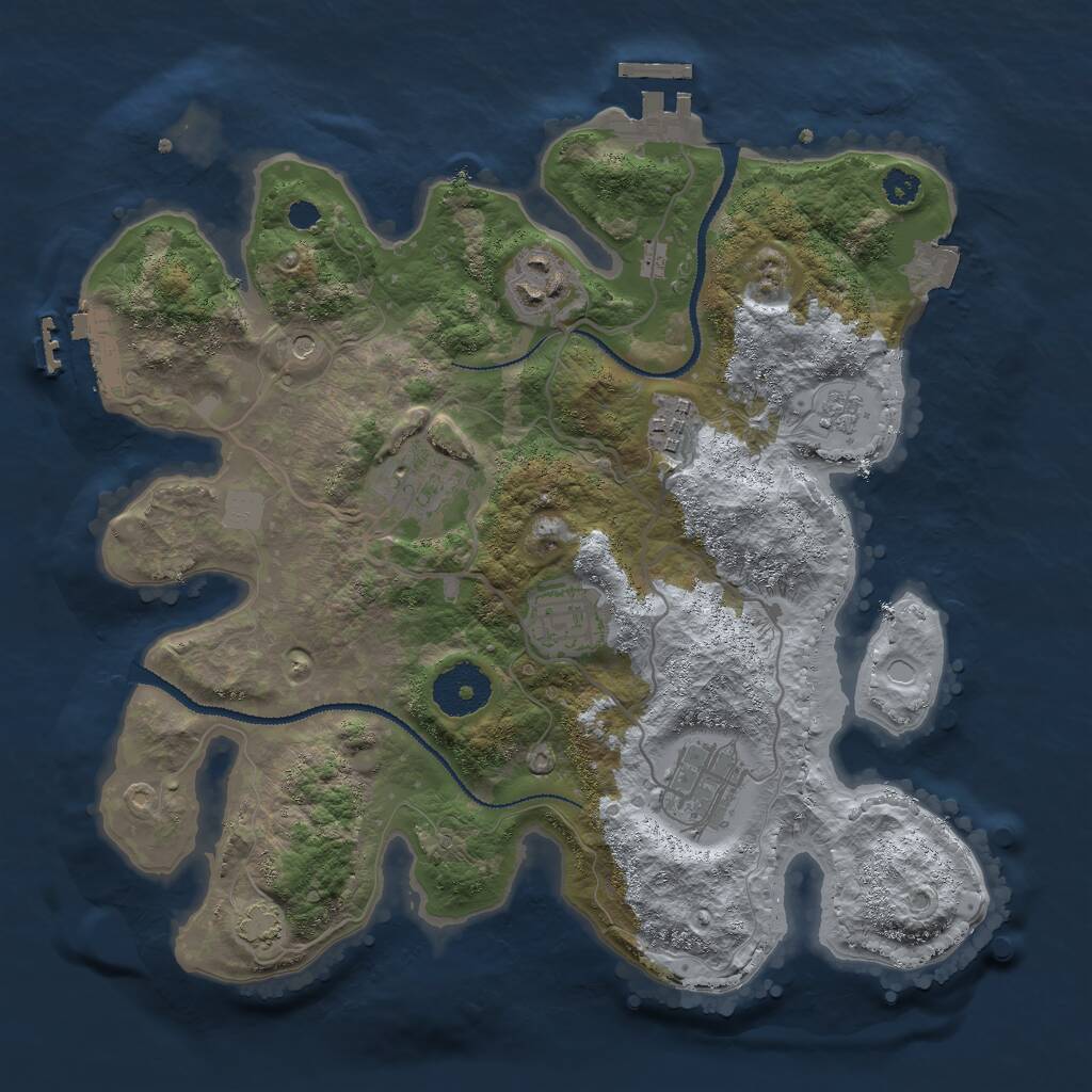 Rust Map: Procedural Map, Size: 3000, Seed: 2038933174, 11 Monuments