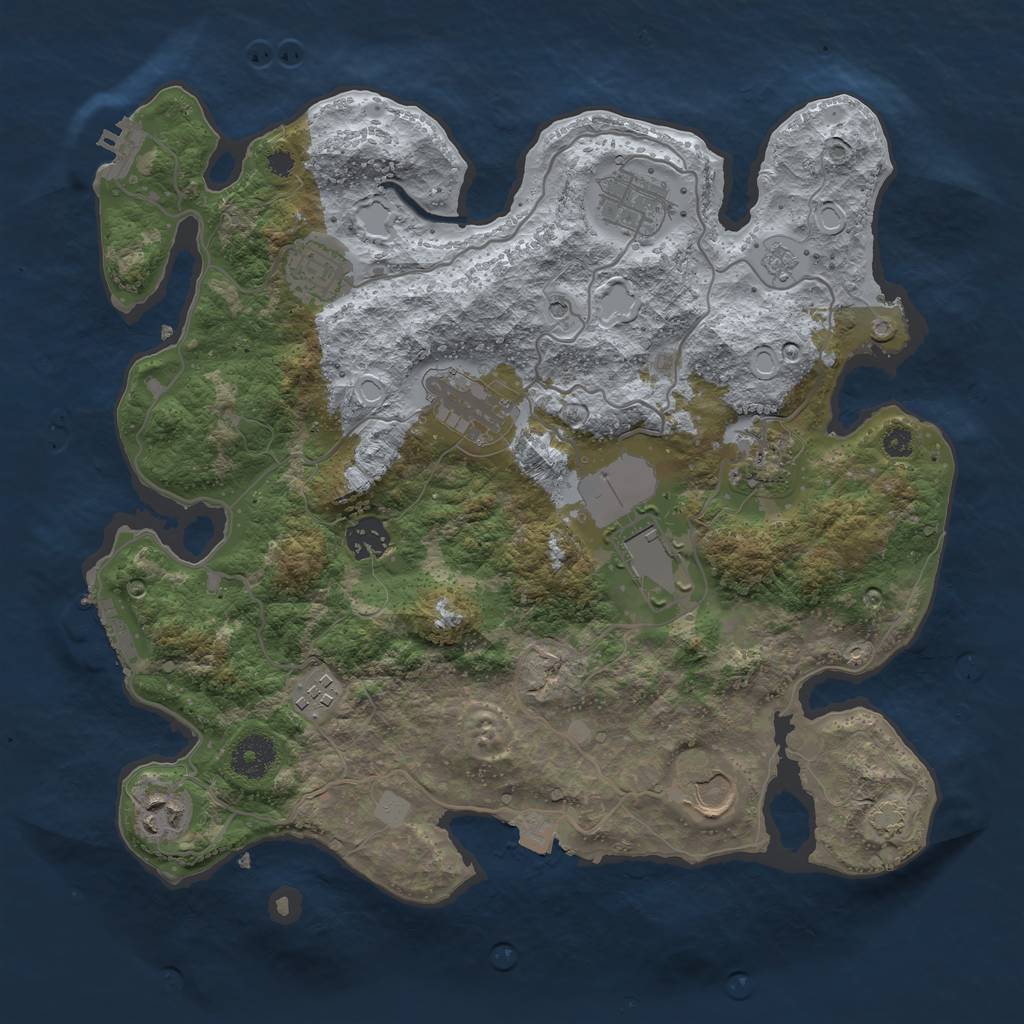 Rust Map: Procedural Map, Size: 3500, Seed: 68963, 17 Monuments