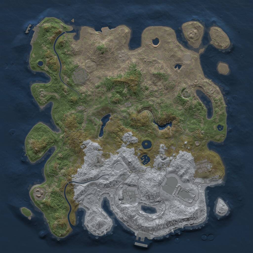 Rust Map: Procedural Map, Size: 4000, Seed: 2130432806, 14 Monuments