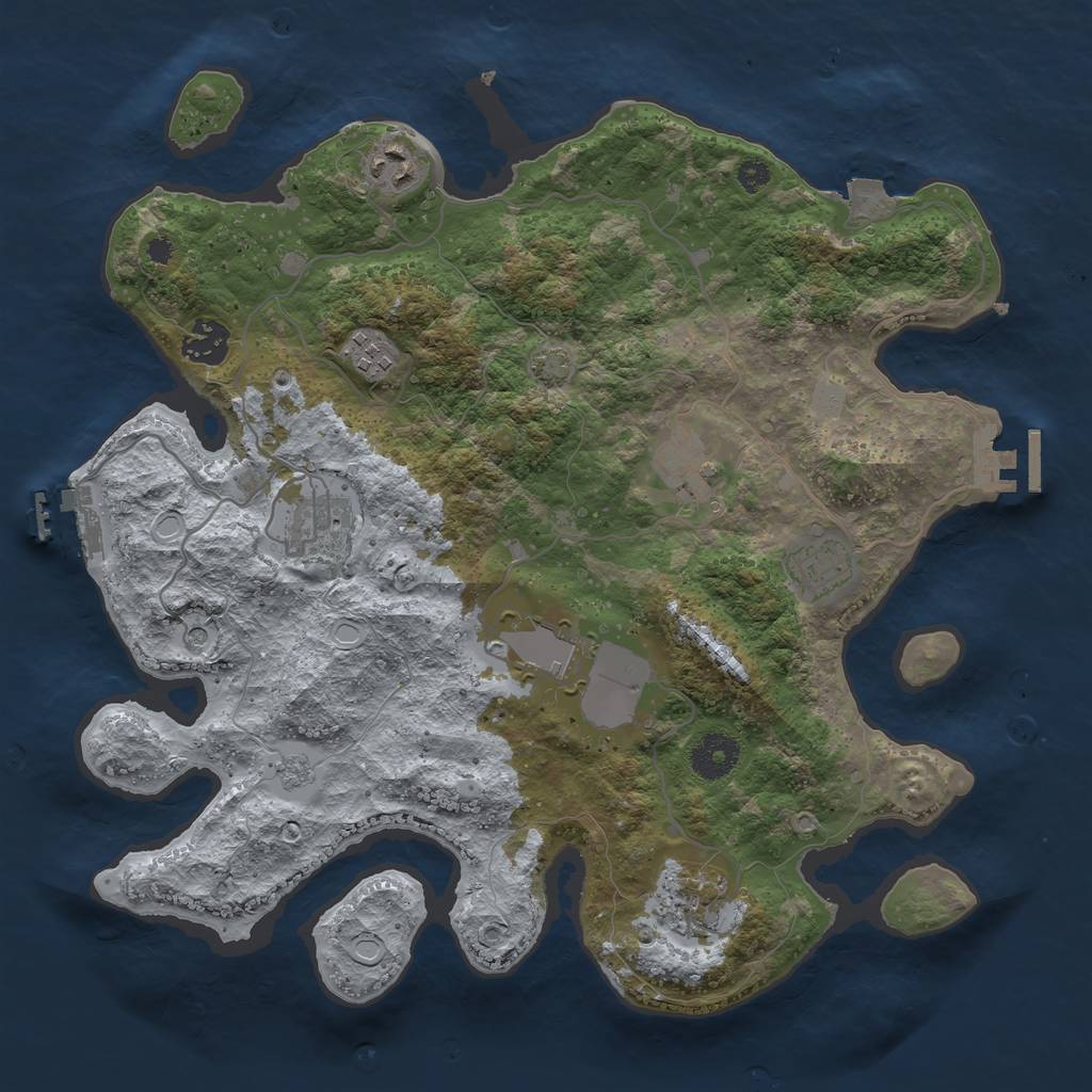 Rust Map: Procedural Map, Size: 3500, Seed: 1247191124, 16 Monuments