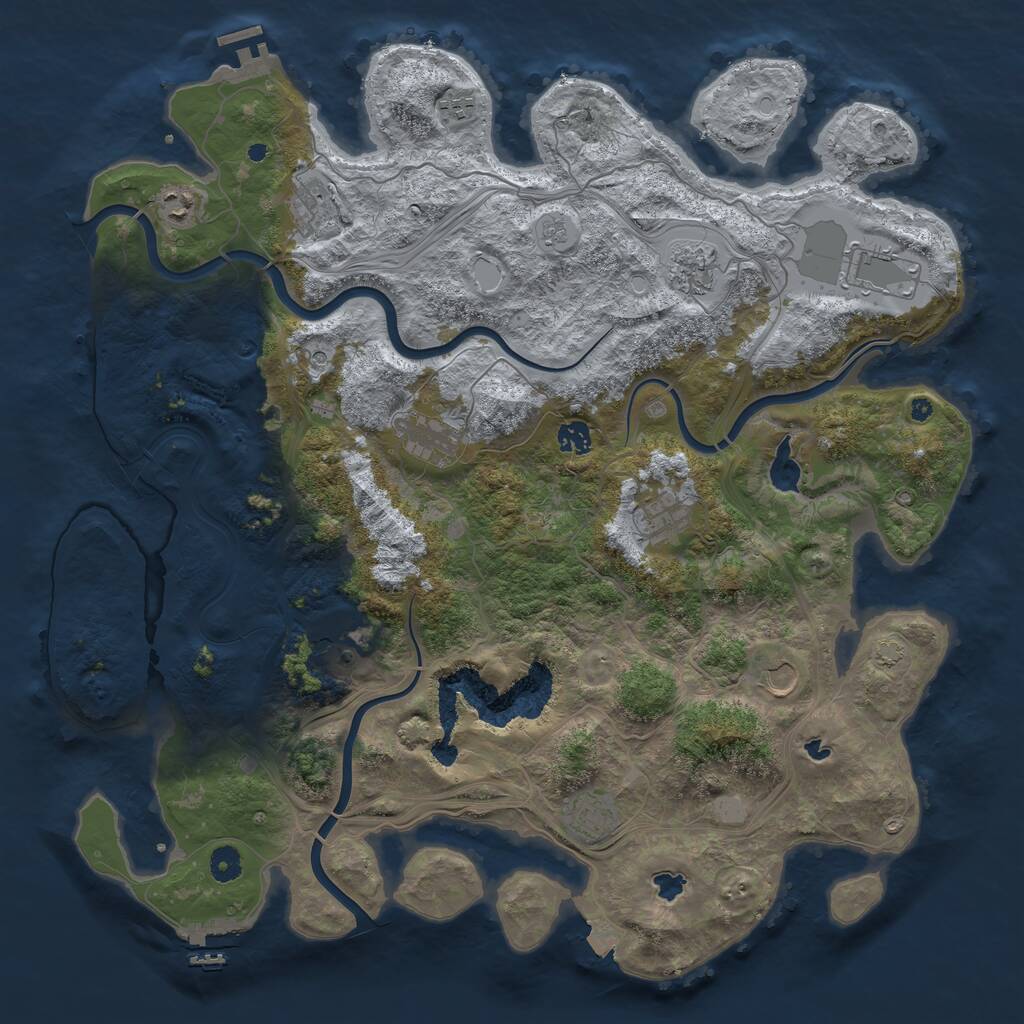 Rust Map: Procedural Map, Size: 4500, Seed: 698451638, 17 Monuments