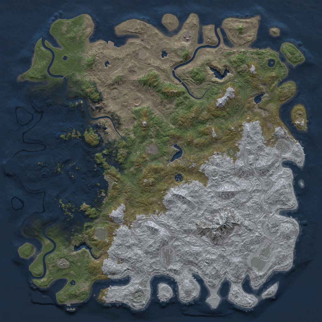 Rust Map: Procedural Map, Size: 6000, Seed: 478436122, 17 Monuments
