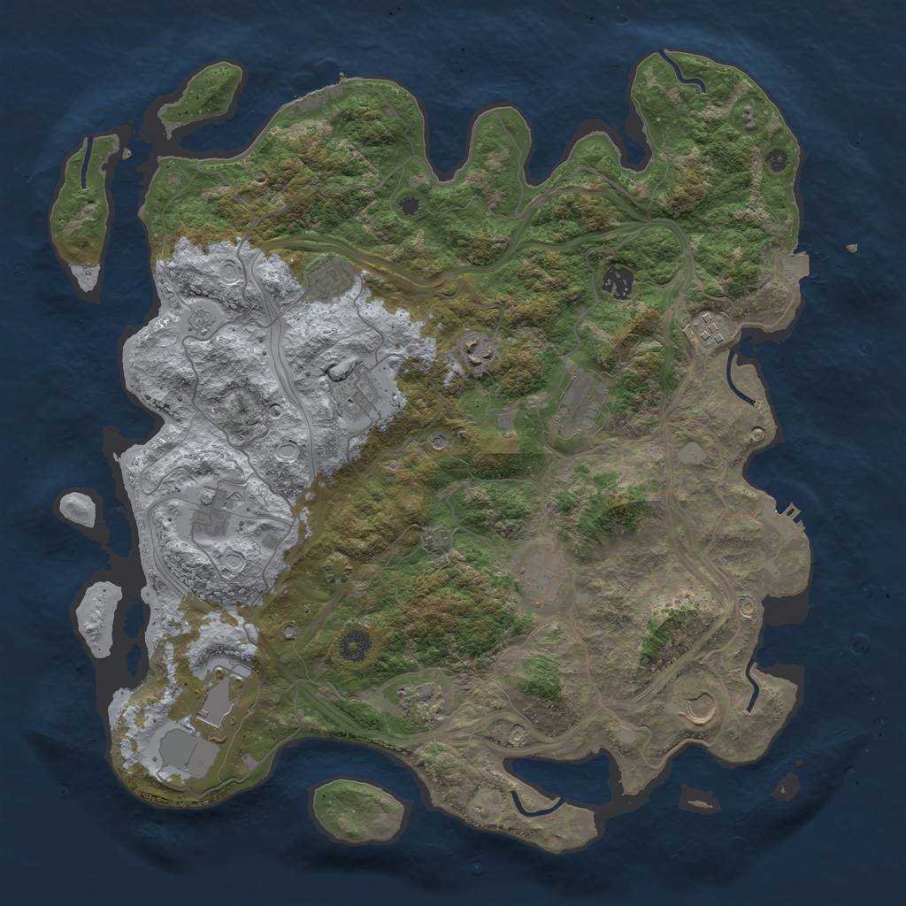 Rust Map: Procedural Map, Size: 4250, Seed: 69085927, 19 Monuments