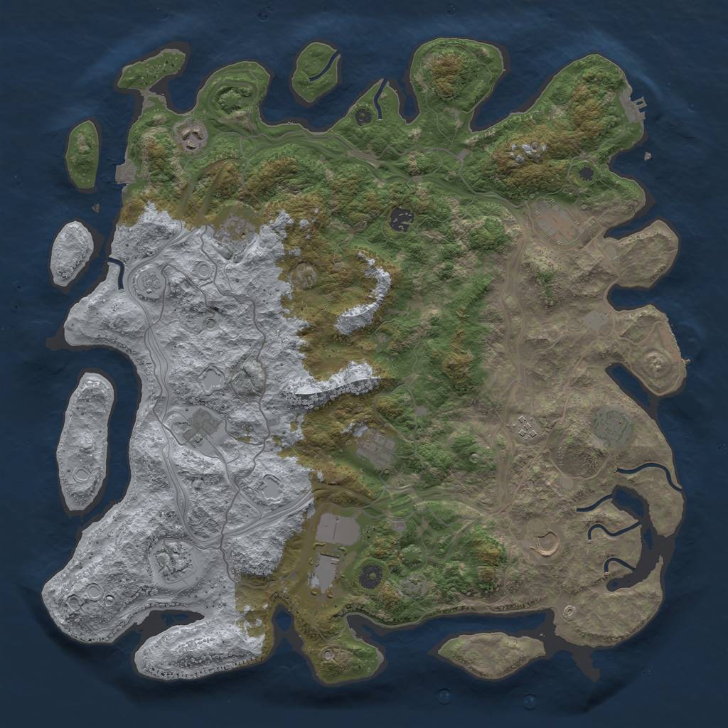 Rust Map: Procedural Map, Size: 4500, Seed: 28029, 19 Monuments