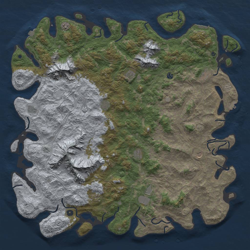 Rust Map: Procedural Map, Size: 6000, Seed: 720369191, 19 Monuments