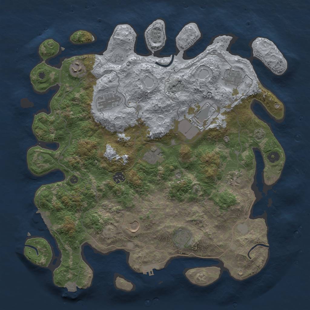 Rust Map: Procedural Map, Size: 4000, Seed: 1778829604, 18 Monuments