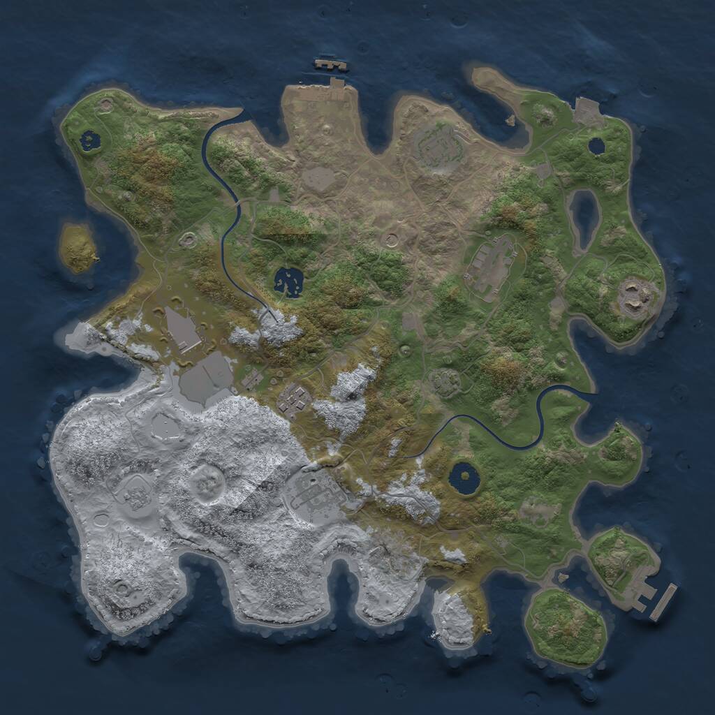 Rust Map: Procedural Map, Size: 3500, Seed: 864519752, 13 Monuments
