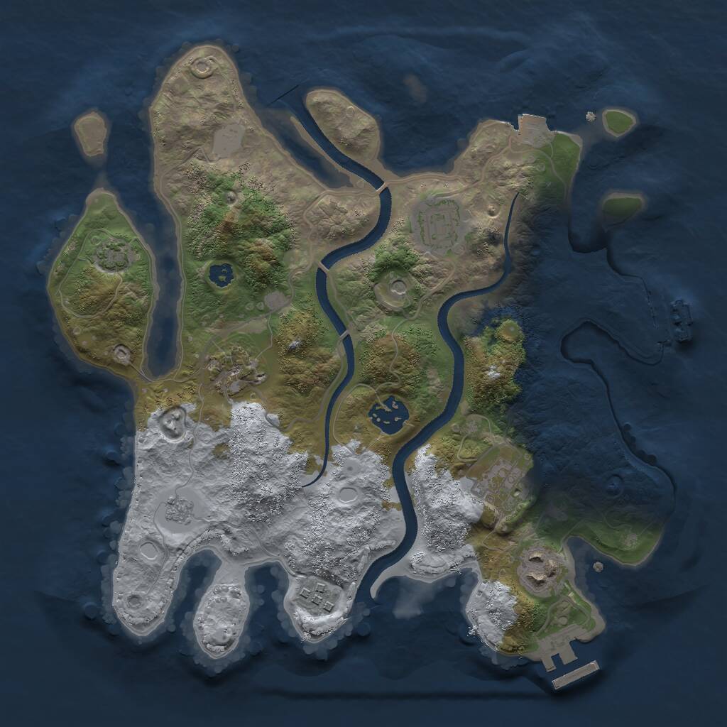 Rust Map: Procedural Map, Size: 3000, Seed: 1209934451, 12 Monuments