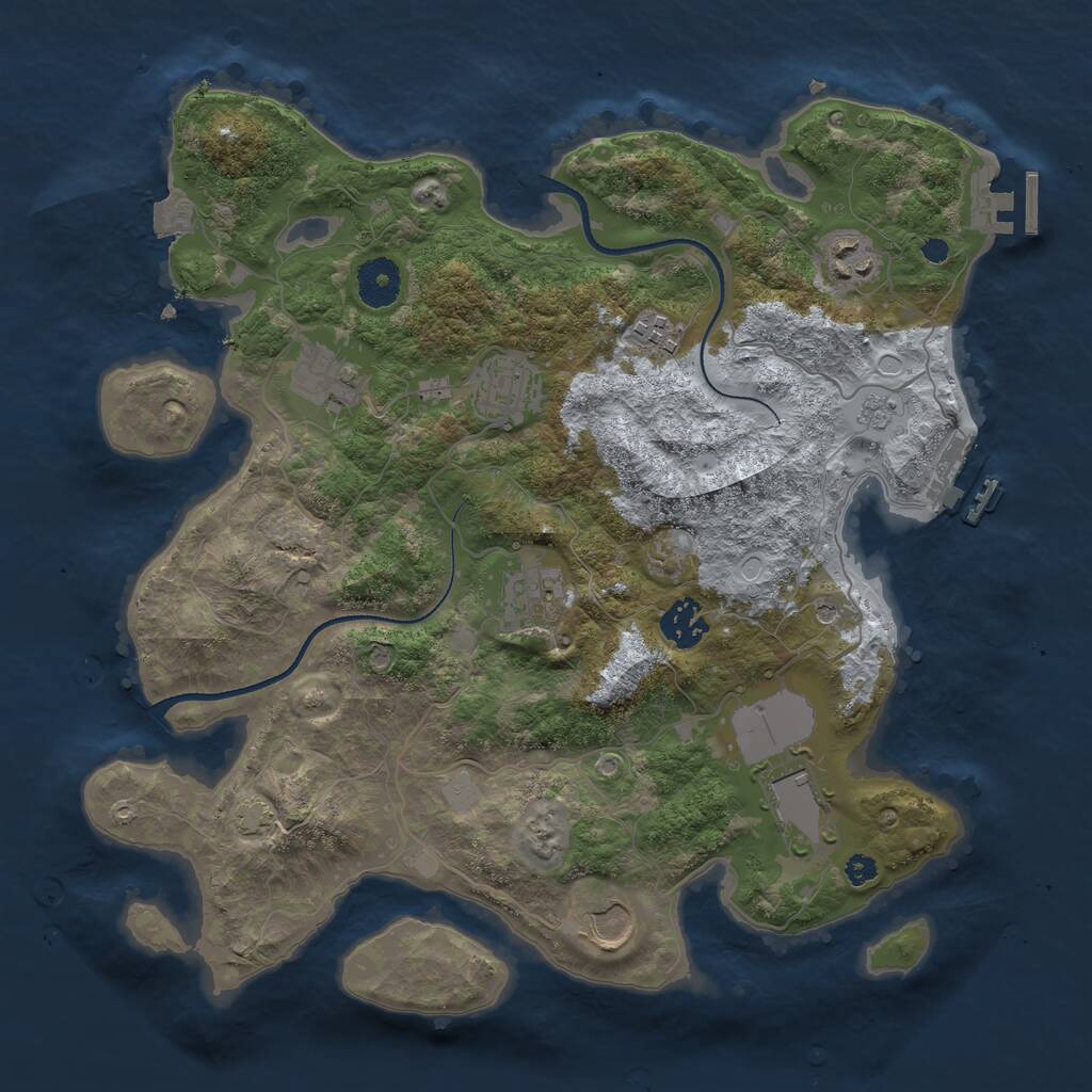 Rust Map: Procedural Map, Size: 3500, Seed: 1458086141, 16 Monuments