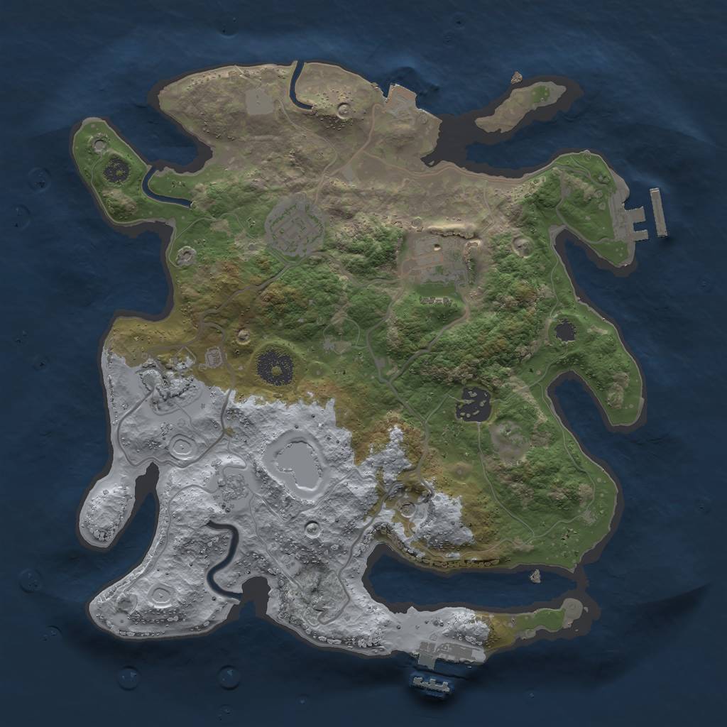 Rust Map: Procedural Map, Size: 3000, Seed: 802209434, 11 Monuments