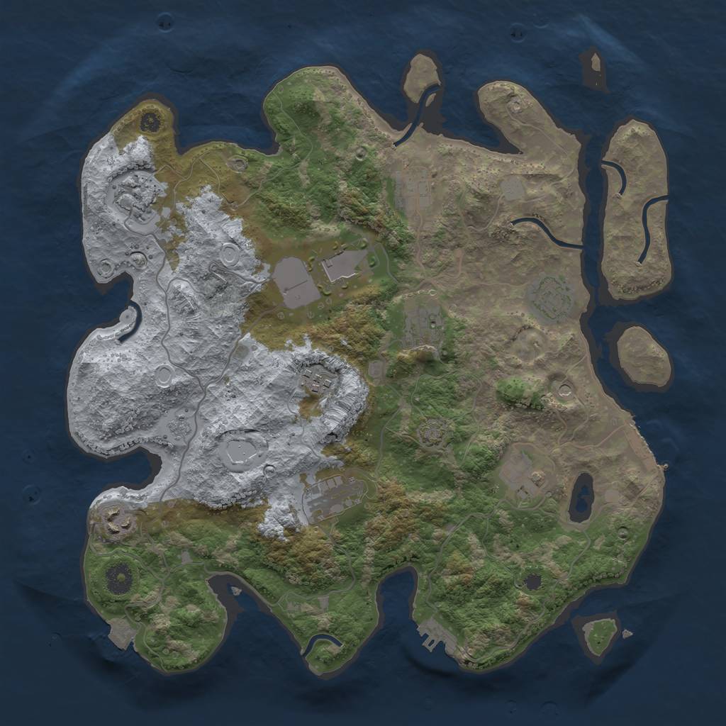 Rust Map: Procedural Map, Size: 3700, Seed: 73747372, 17 Monuments