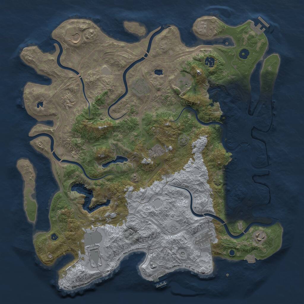 Rust Map: Procedural Map, Size: 4500, Seed: 15485246, 16 Monuments