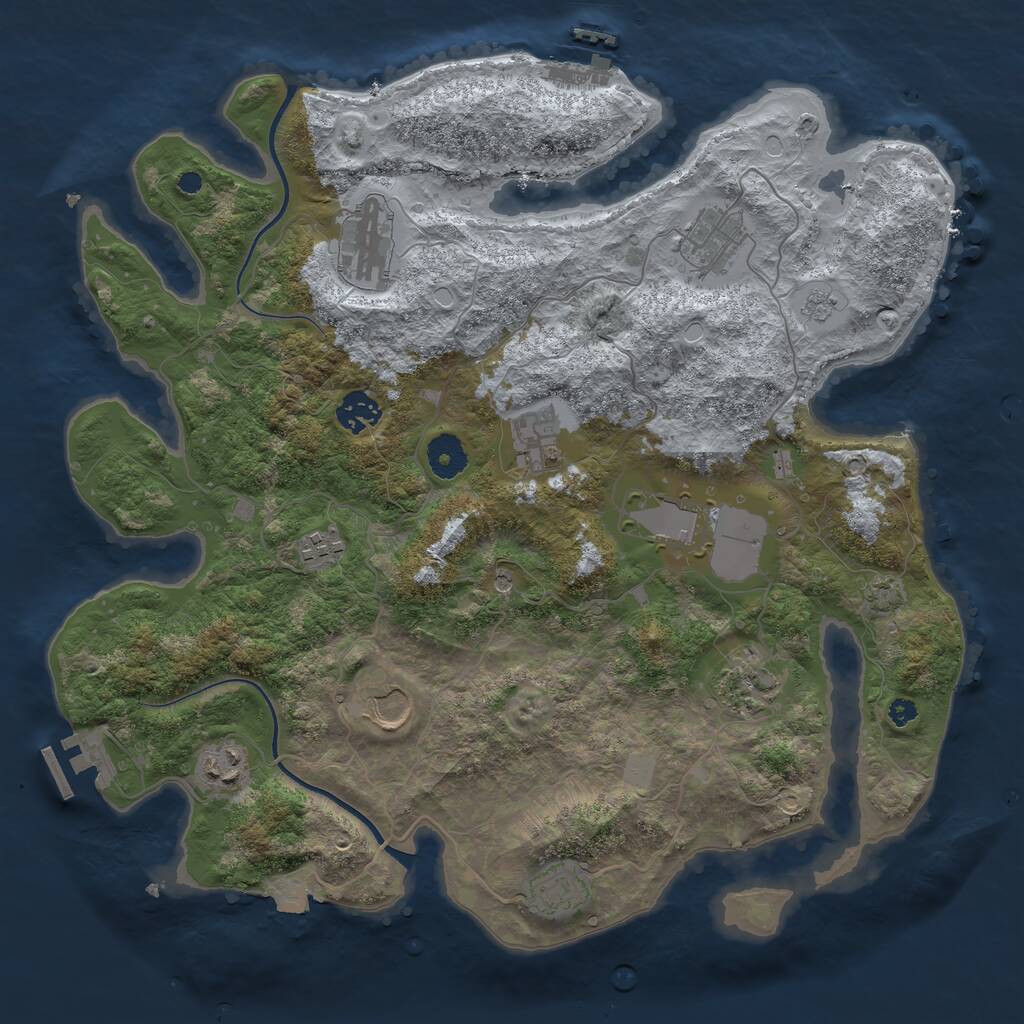 Rust Map: Procedural Map, Size: 3700, Seed: 140969845, 16 Monuments