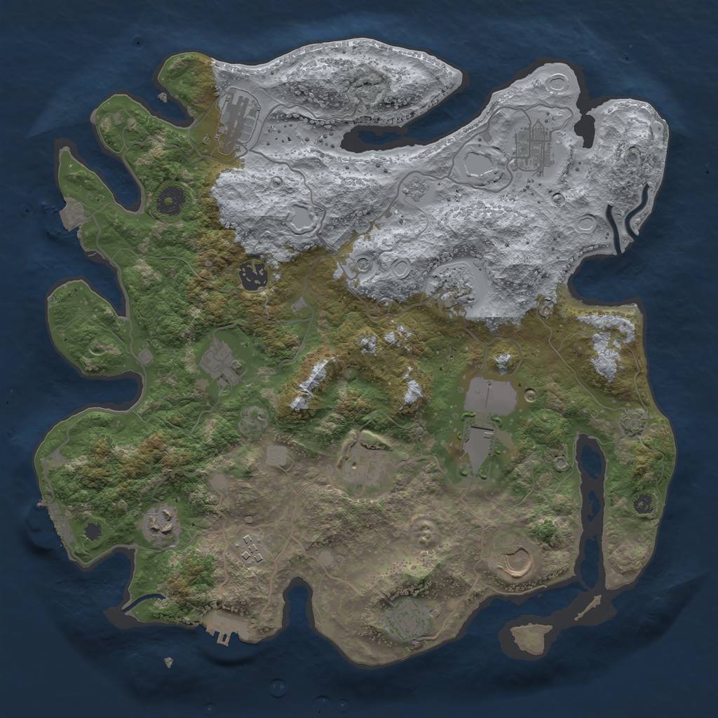 Rust Map: Procedural Map, Size: 3700, Seed: 140969845, 19 Monuments