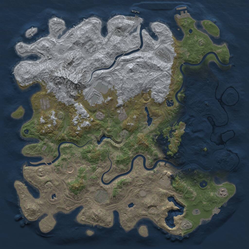 Rust Map: Procedural Map, Size: 5000, Seed: 222222, 17 Monuments