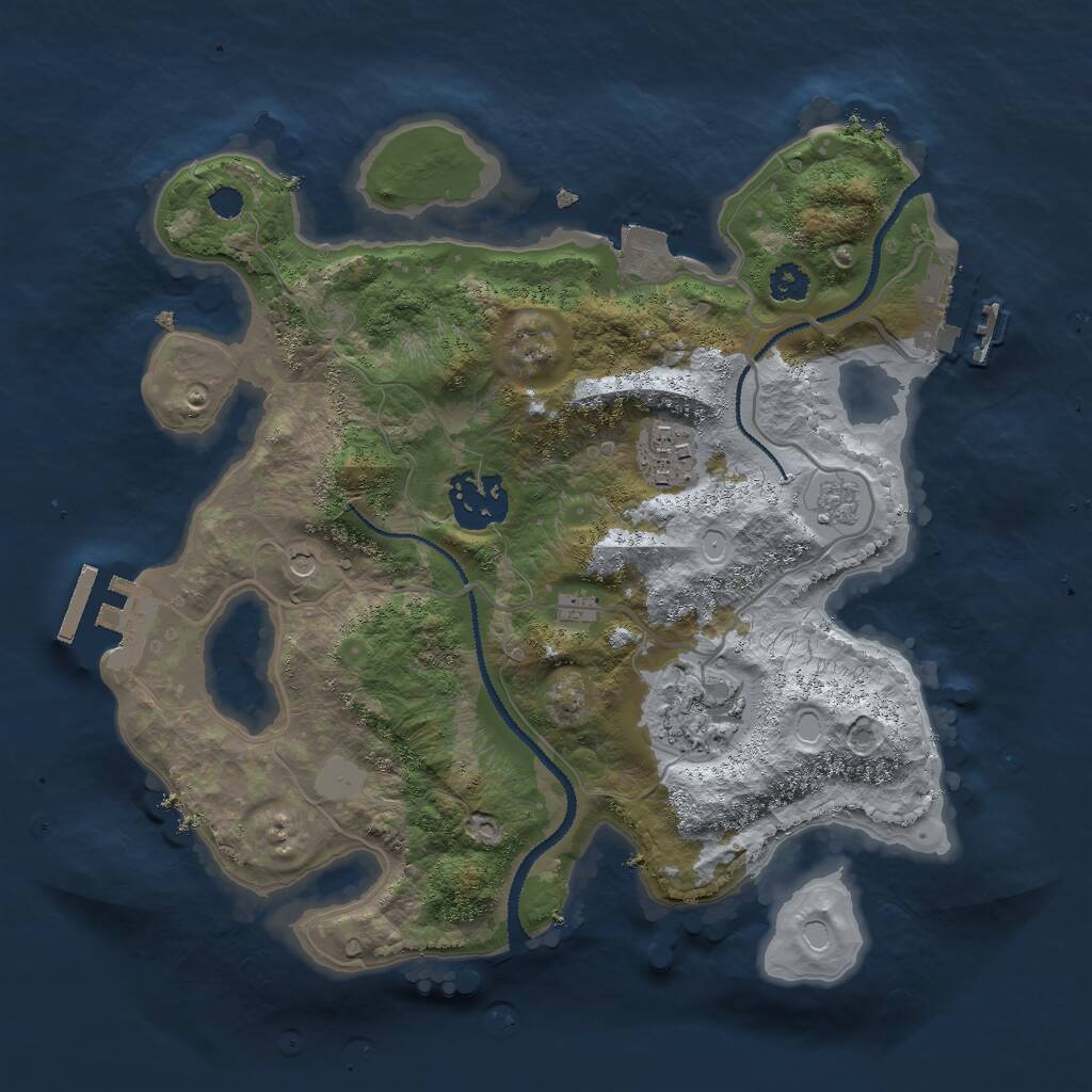 Rust Map: Procedural Map, Size: 2750, Seed: 941731, 8 Monuments