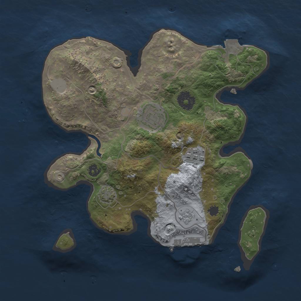 Rust Map: Procedural Map, Size: 2500, Seed: 5415852, 8 Monuments