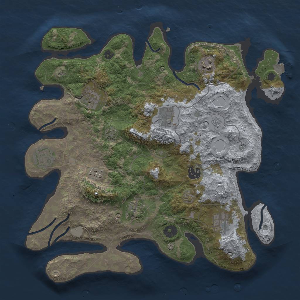 Rust Map: Procedural Map, Size: 3450, Seed: 29742958, 14 Monuments