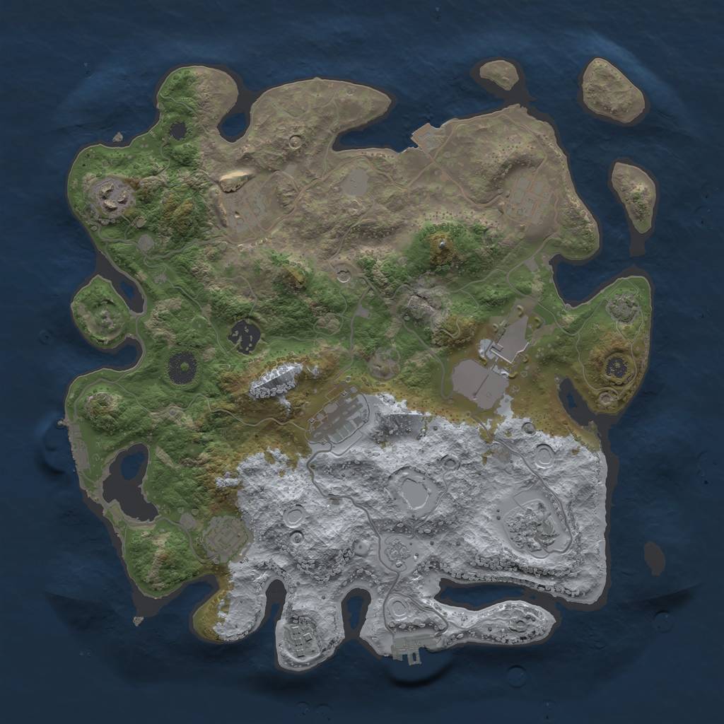 Rust Map: Procedural Map, Size: 3500, Seed: 207384798, 17 Monuments