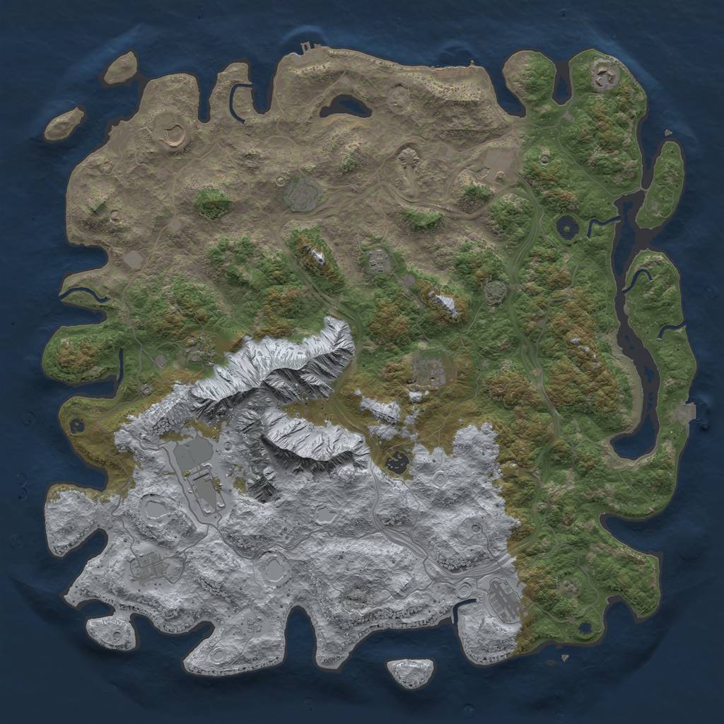 Rust Map: Procedural Map, Size: 5000, Seed: 7525, 19 Monuments