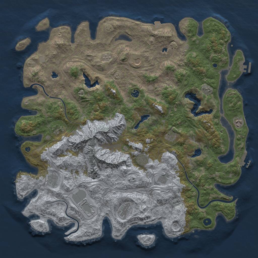 Rust Map: Procedural Map, Size: 5000, Seed: 7525, 17 Monuments