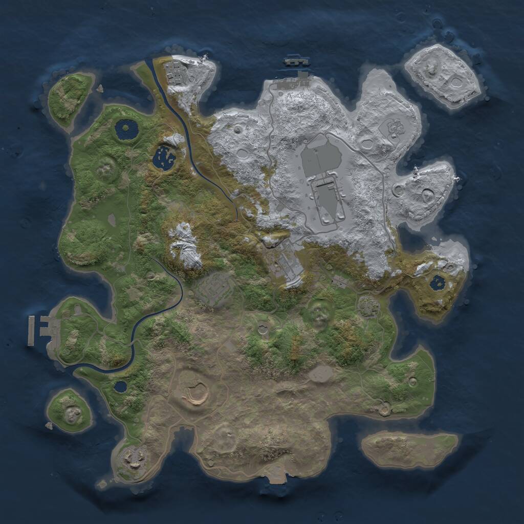 Rust Map: Procedural Map, Size: 3500, Seed: 808166912, 13 Monuments