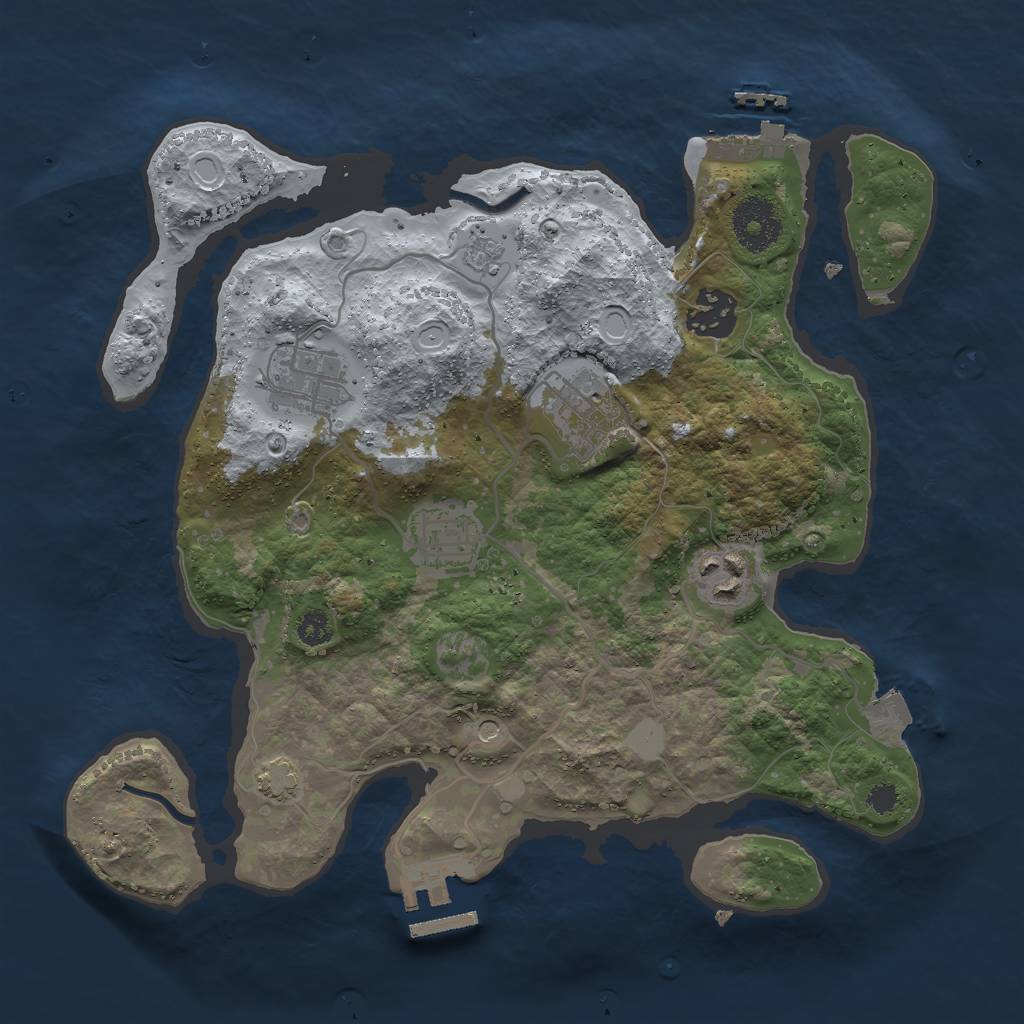 Rust Map: Procedural Map, Size: 3000, Seed: 784531, 13 Monuments