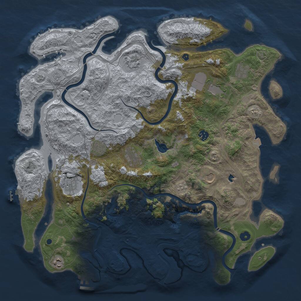 Rust Map: Procedural Map, Size: 4500, Seed: 473736625, 16 Monuments