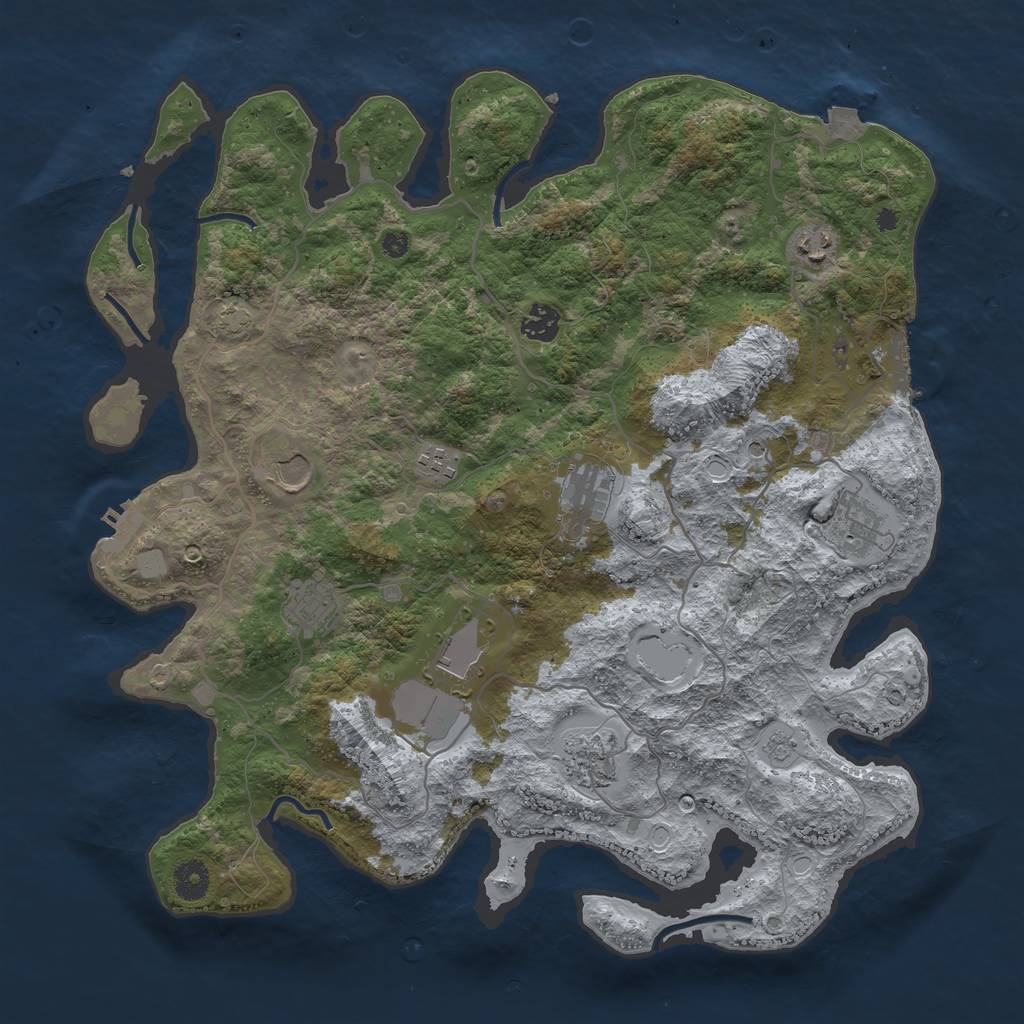 Rust Map: Procedural Map, Size: 4000, Seed: 979567043, 17 Monuments