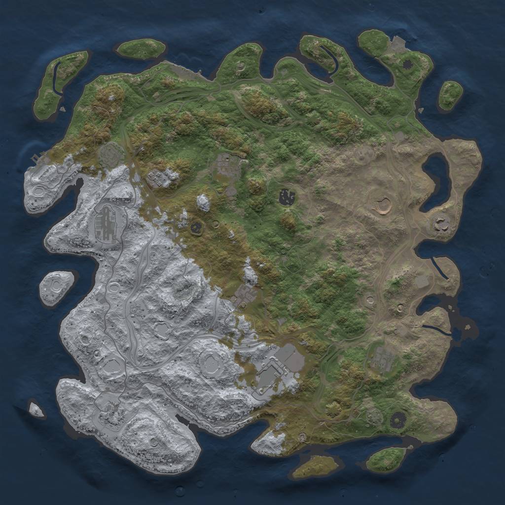 Rust Map: Procedural Map, Size: 4500, Seed: 696436, 19 Monuments