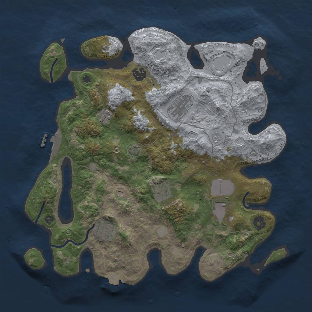 Rust Map: Procedural Map, Size: 3500, Seed: 493416284, 13 Monuments