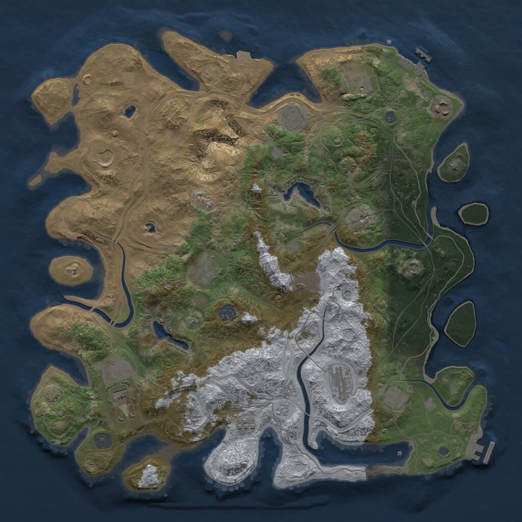 Rust Map: Procedural Map, Size: 4500, Seed: 1999215868, 19 Monuments
