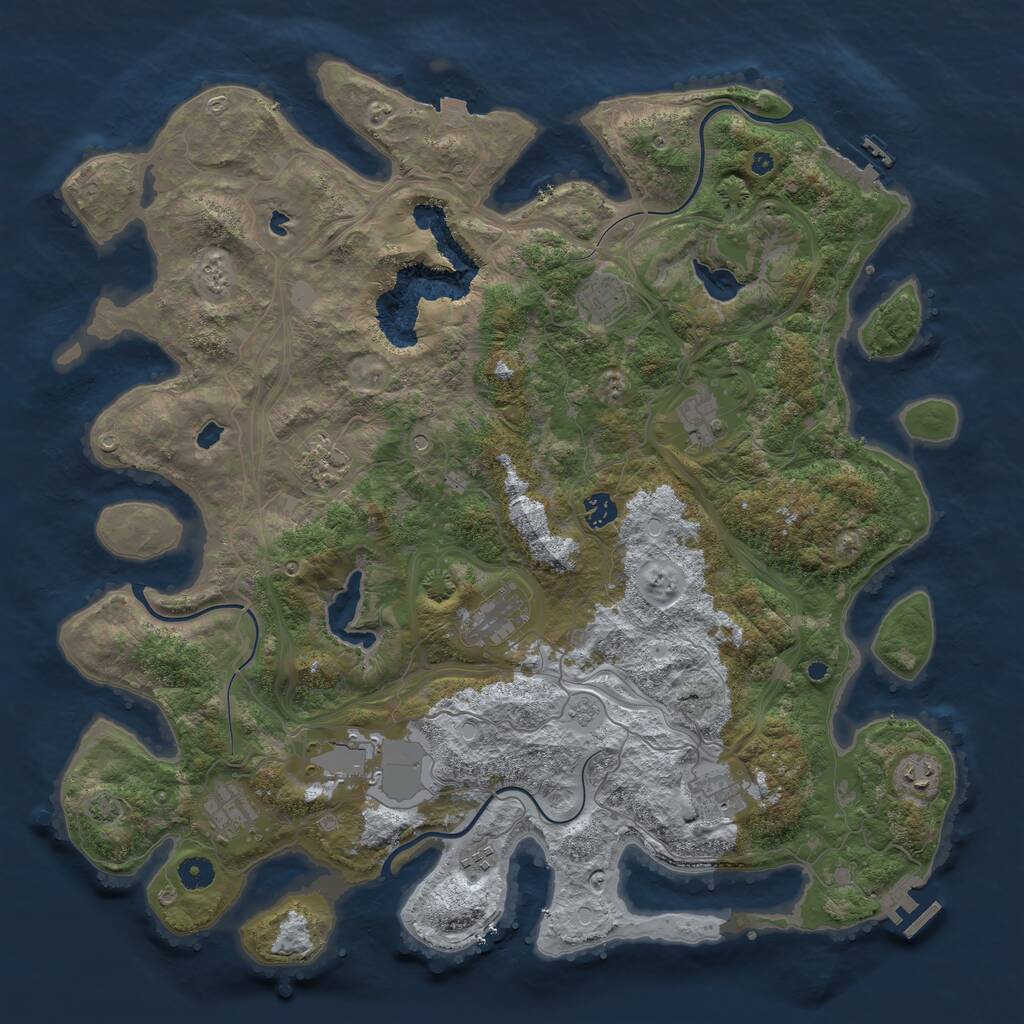Rust Map: Procedural Map, Size: 4500, Seed: 1999215868, 16 Monuments
