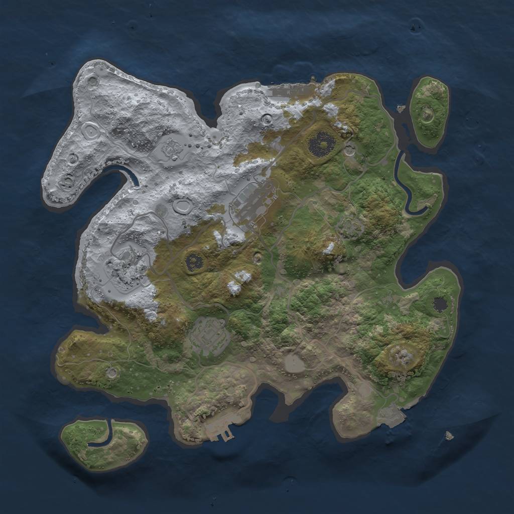 Rust Map: Procedural Map, Size: 3000, Seed: 1923620235, 11 Monuments