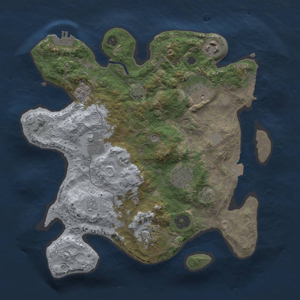 Rust Map: Procedural Map, Size: 3000, Seed: 1755344223, 14 Monuments