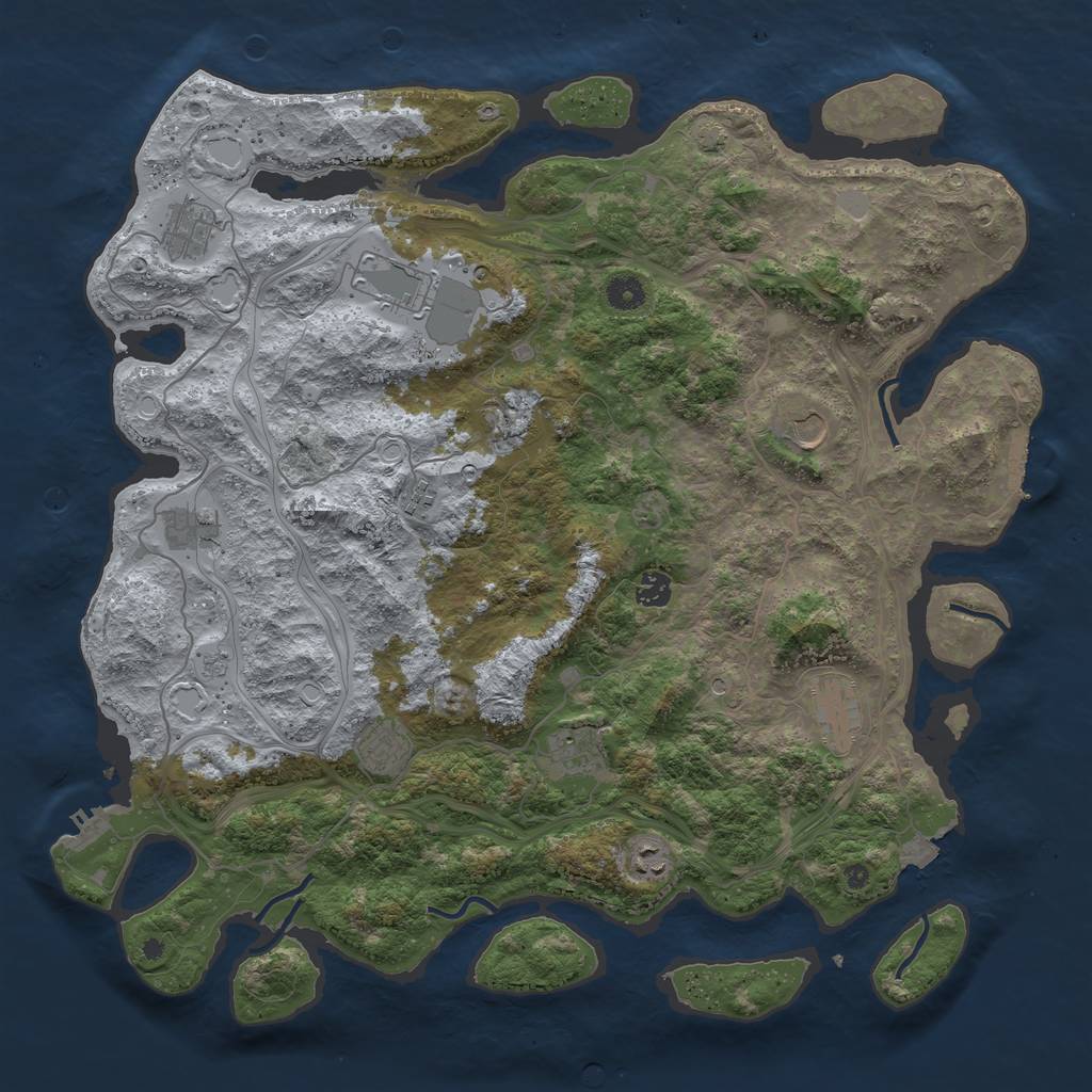 Rust Map: Procedural Map, Size: 4500, Seed: 2140907183, 19 Monuments