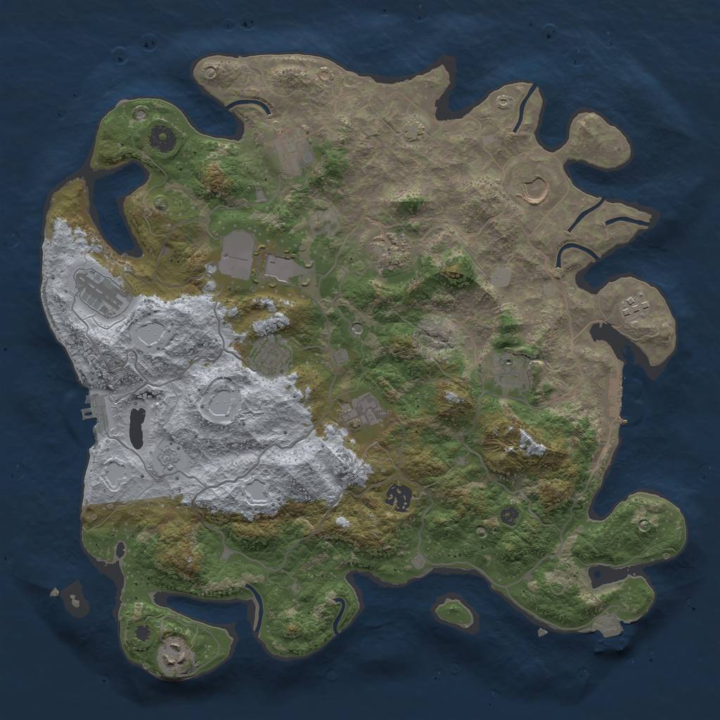 Rust Map: Procedural Map, Size: 4000, Seed: 34862, 19 Monuments