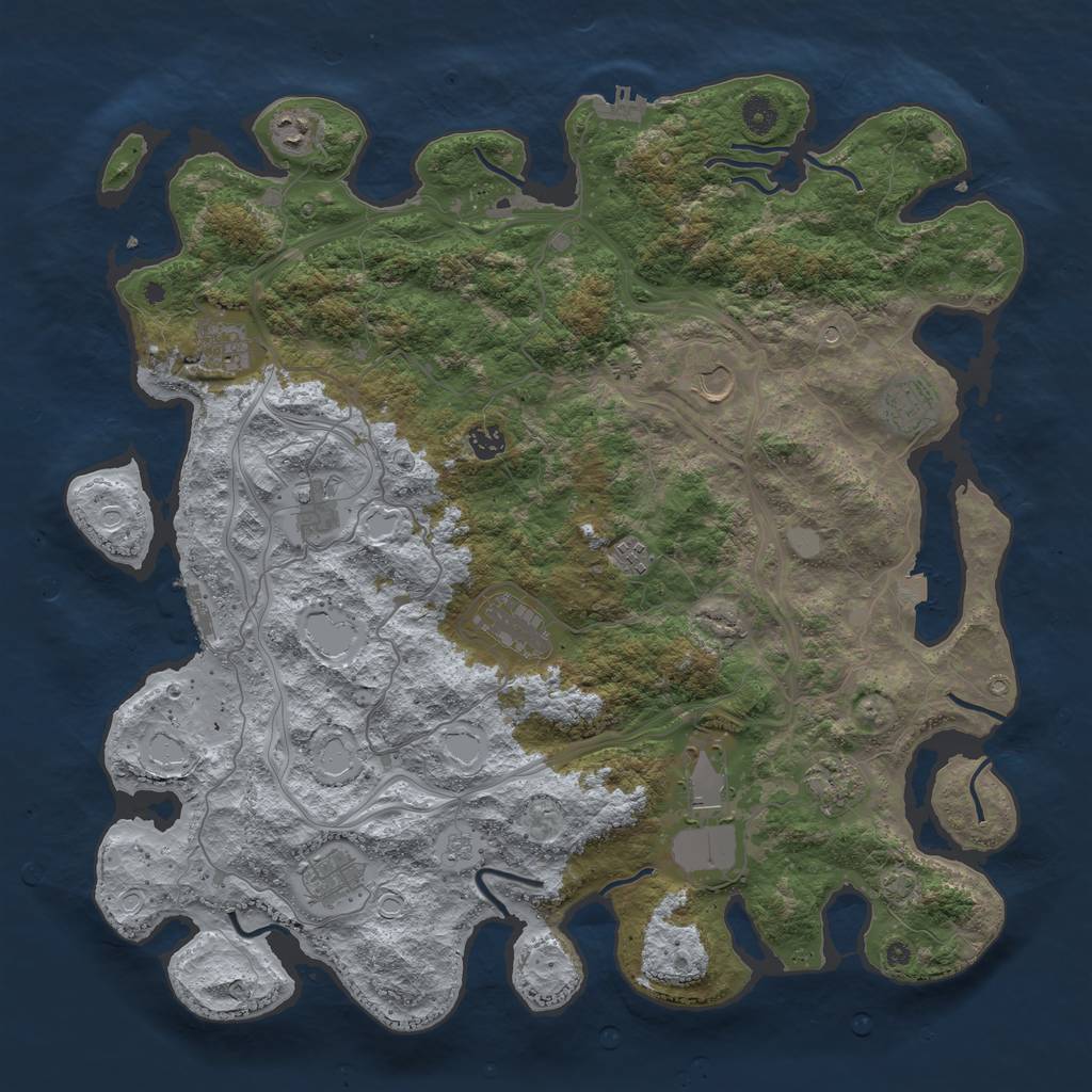 Rust Map: Procedural Map, Size: 4500, Seed: 570222233, 19 Monuments