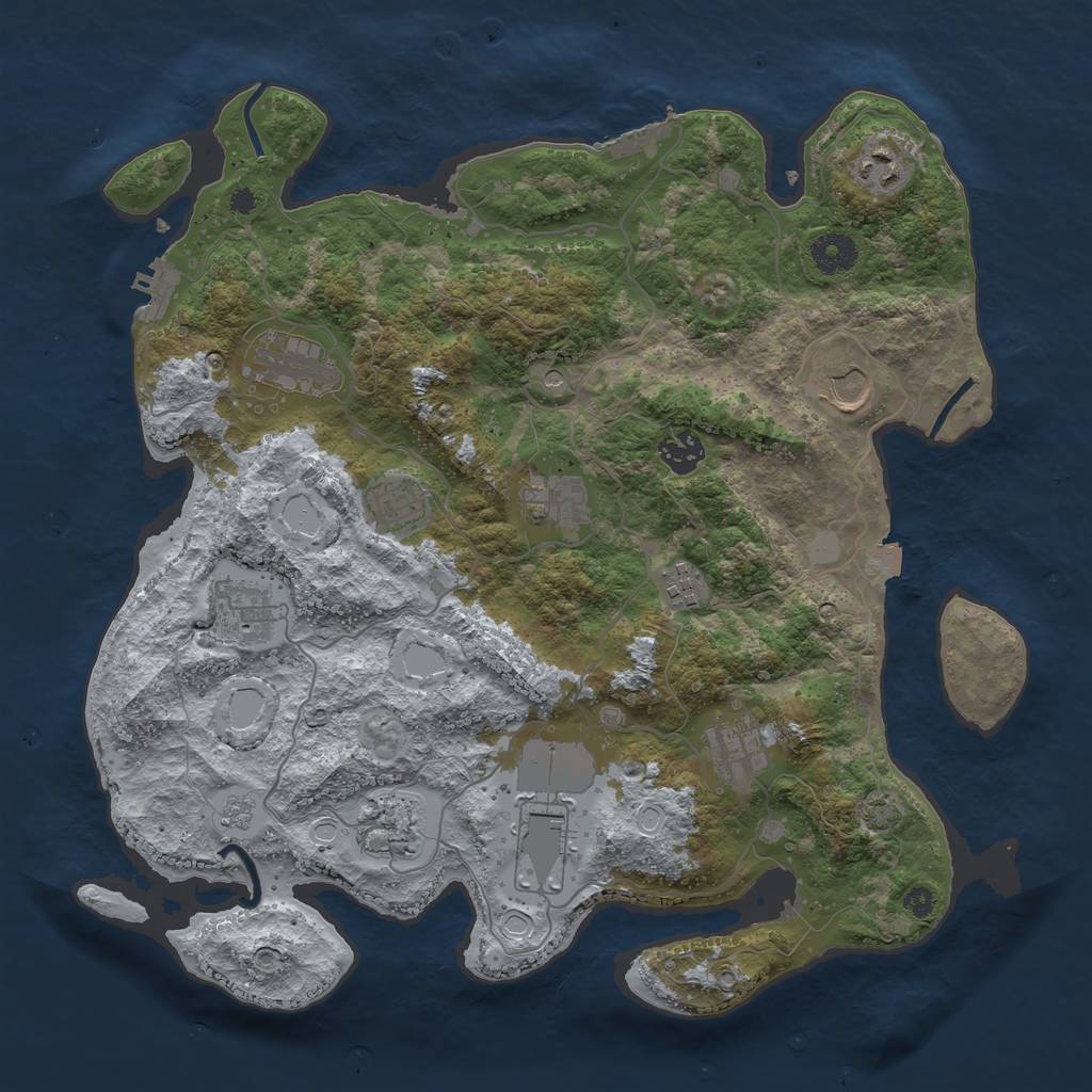 Rust Map: Procedural Map, Size: 3750, Seed: 163892287, 19 Monuments