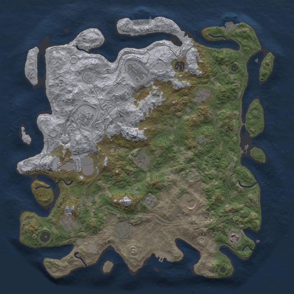 Rust Map: Procedural Map, Size: 4250, Seed: 1001954774, 19 Monuments