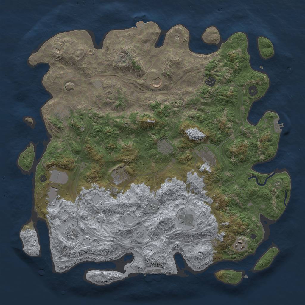 Rust Map: Procedural Map, Size: 4500, Seed: 2088002200, 19 Monuments