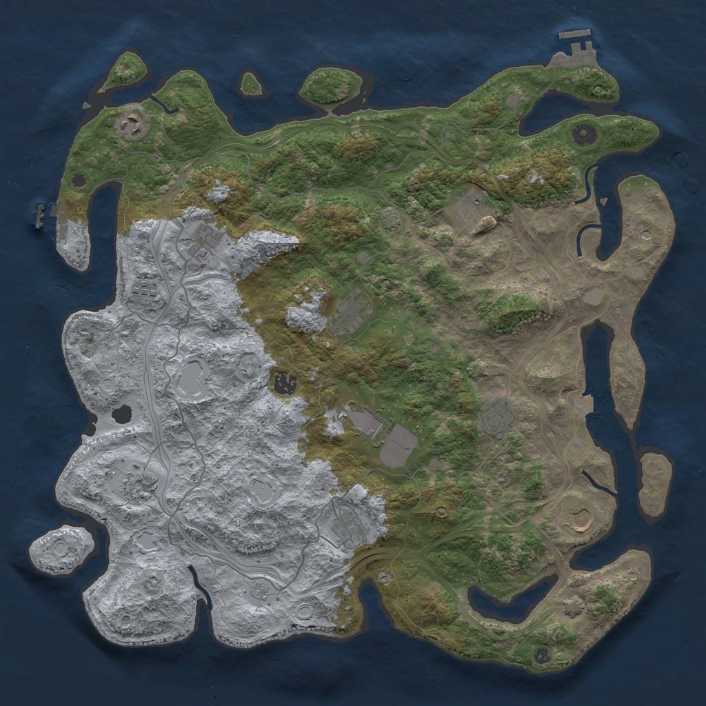 Rust Map: Procedural Map, Size: 4500, Seed: 1181578175, 19 Monuments