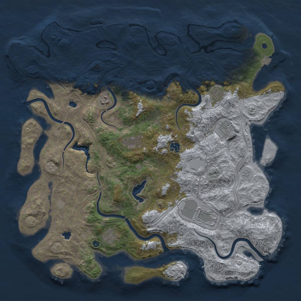 Rust Map: Procedural Map, Size: 4500, Seed: 2138057905, 14 Monuments