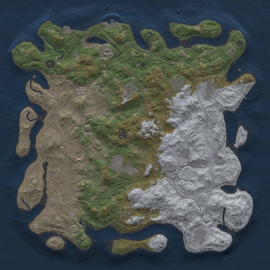 Rust Map: Procedural Map, Size: 4500, Seed: 2138057905, 19 Monuments