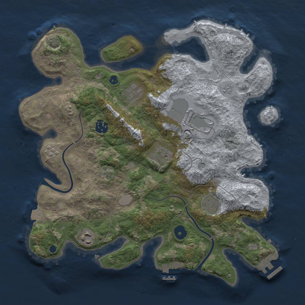 Rust Map: Procedural Map, Size: 3500, Seed: 697678146, 13 Monuments