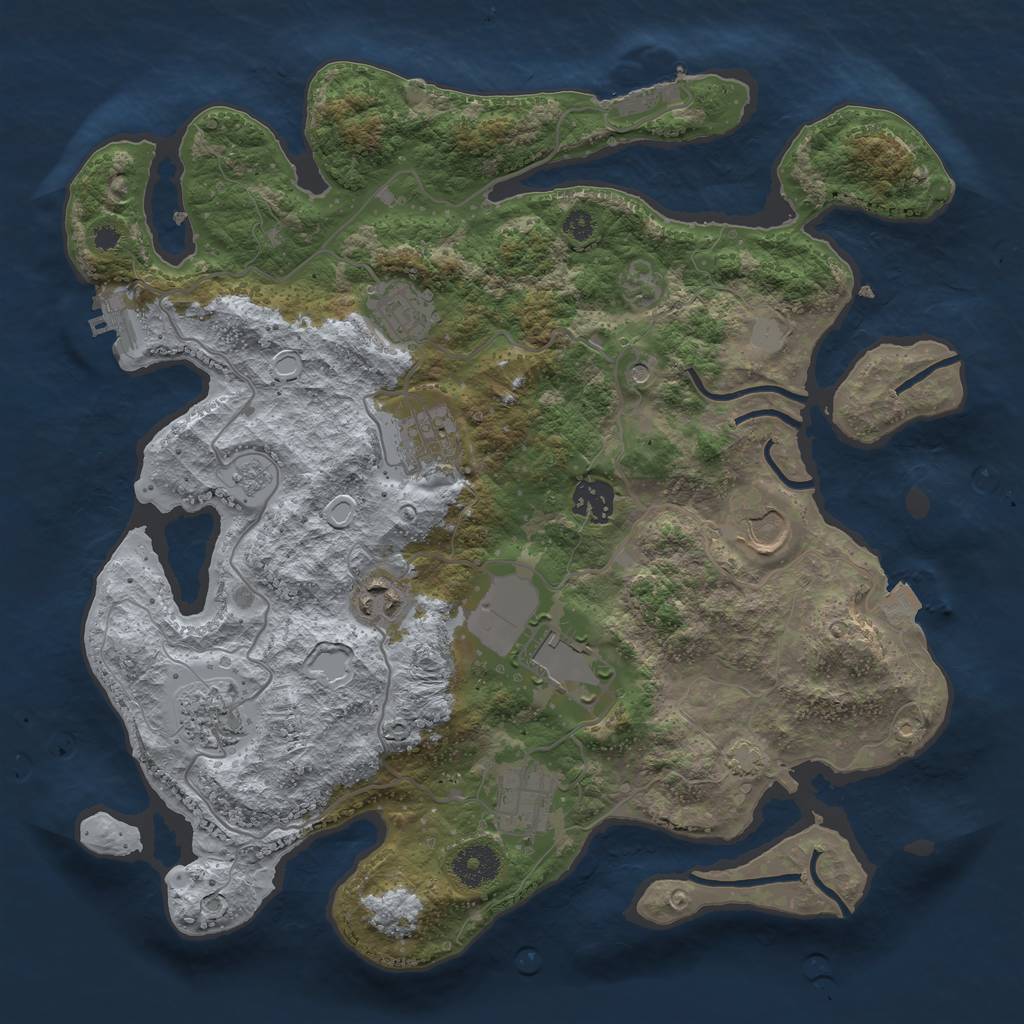 Rust Map: Procedural Map, Size: 3500, Seed: 85412, 16 Monuments