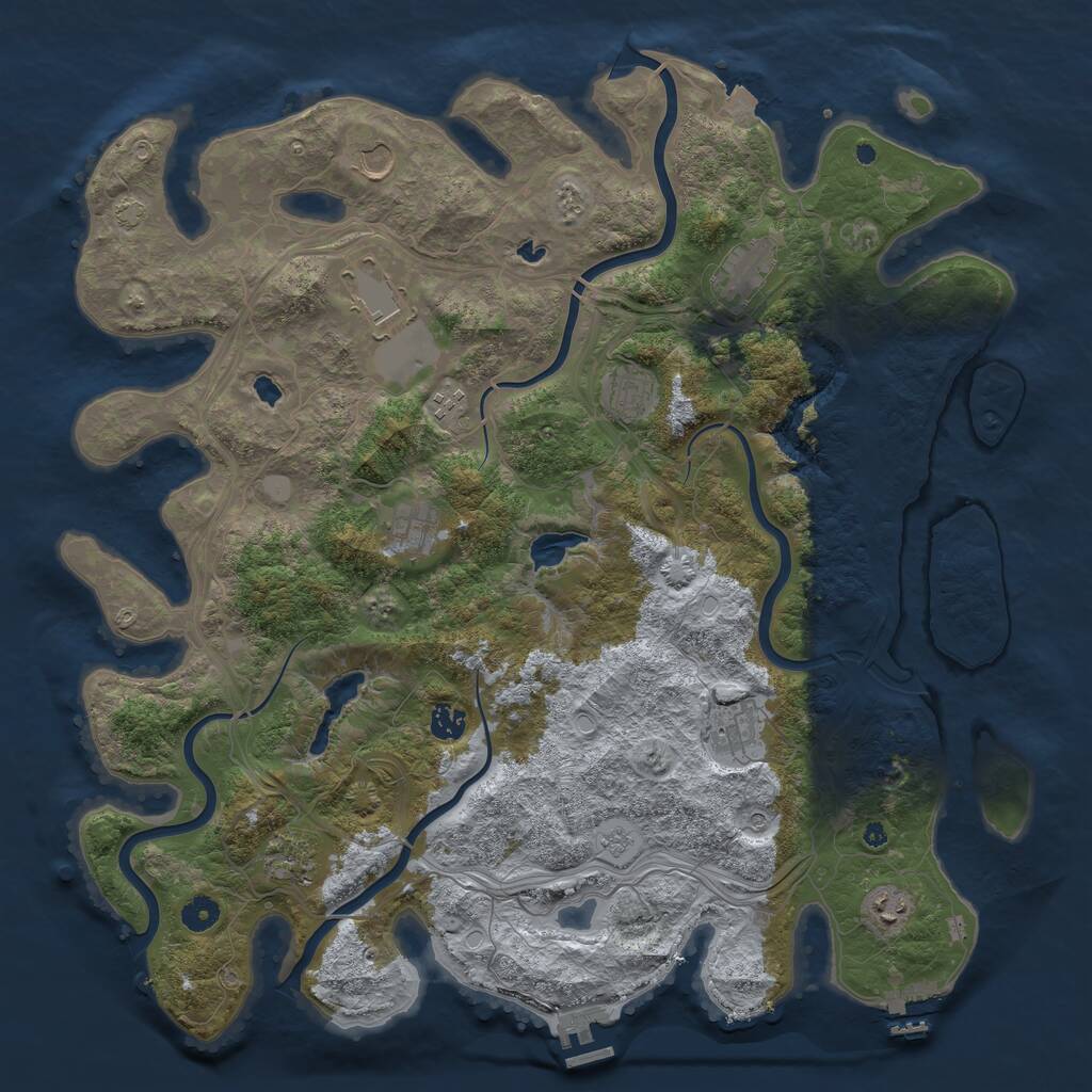 Rust Map: Procedural Map, Size: 4500, Seed: 97321, 16 Monuments