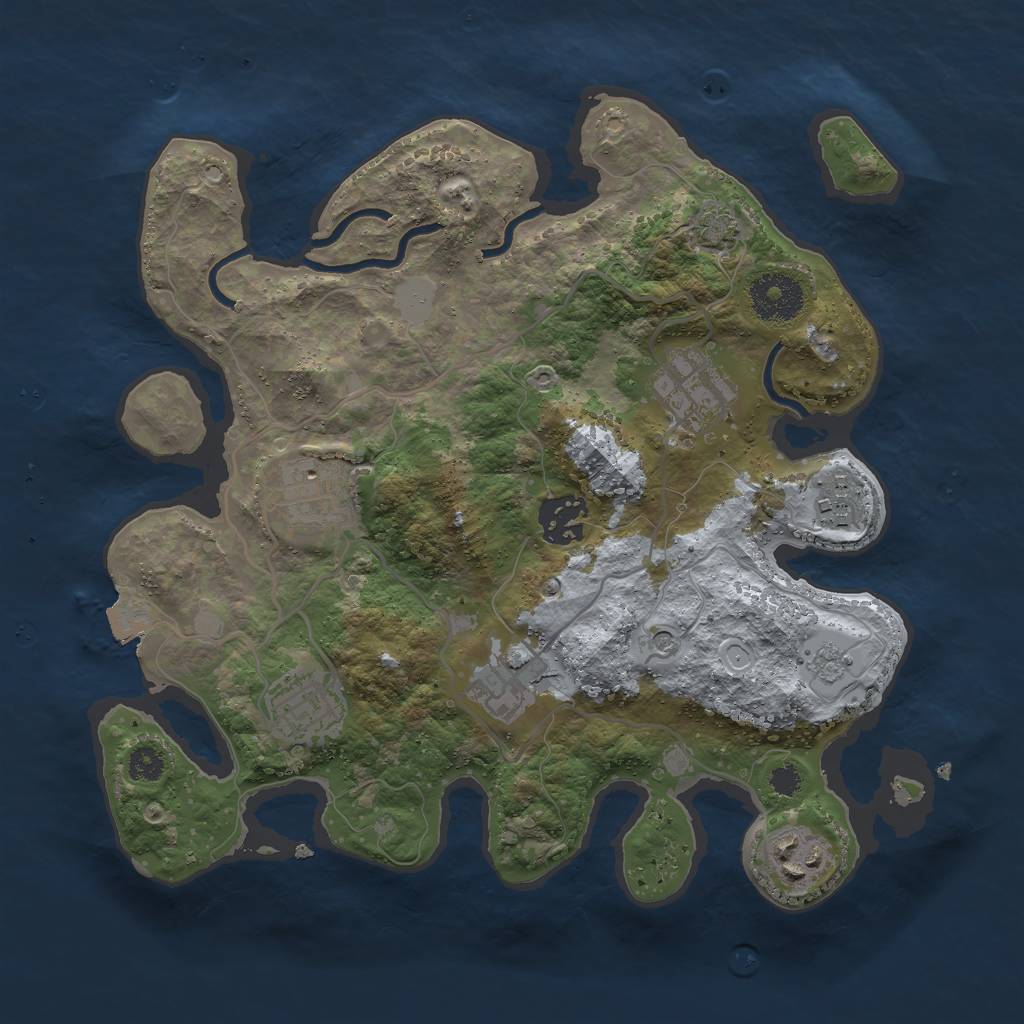 Rust Map: Procedural Map, Size: 3000, Seed: 224764085, 13 Monuments