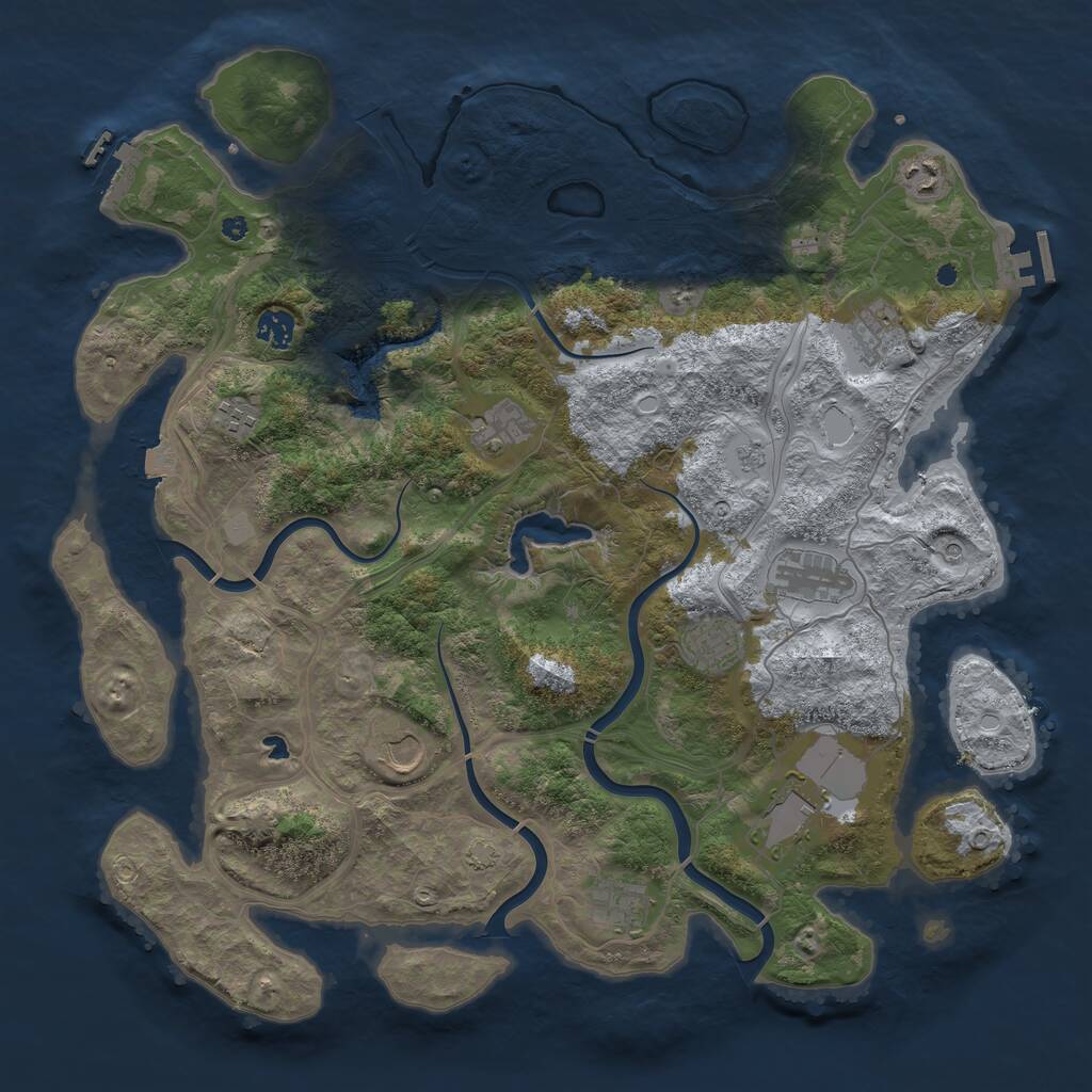 Rust Map: Procedural Map, Size: 4250, Seed: 1908278232, 16 Monuments
